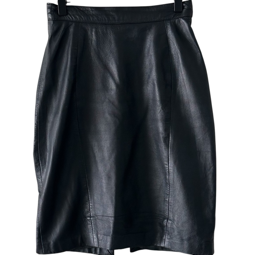 Marc by Andrew Marc Black Leather Lined Pencil Skirt Size 6